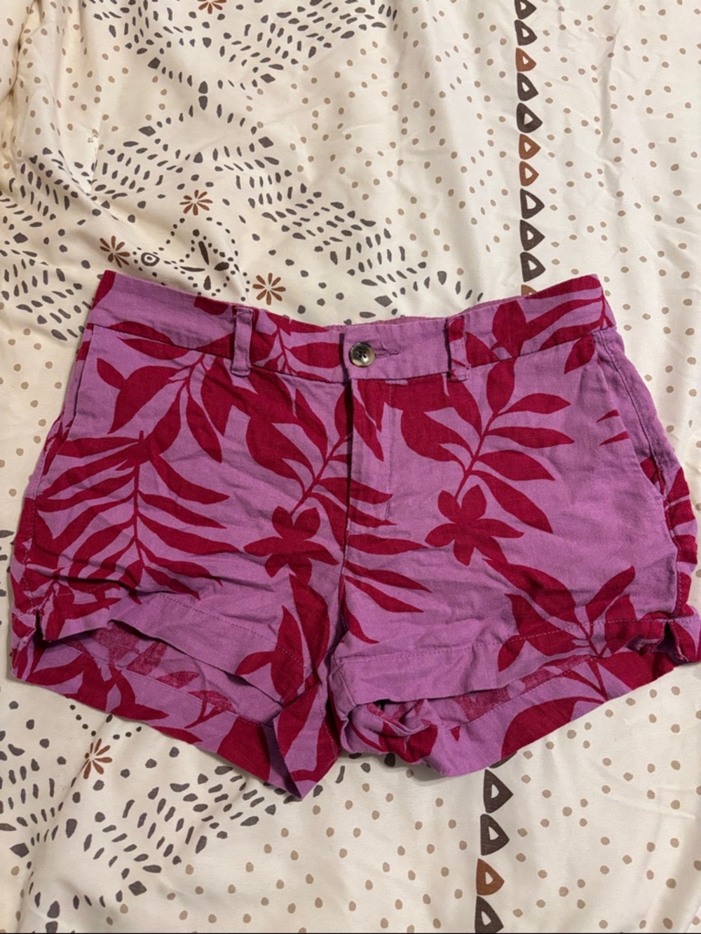 Old Navy Purple Shorts with Red Floral Print